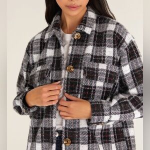 NWT Z Supply Plaid Tucker Jacket Black & White size S Winter Casual Cozy